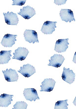 Watercolor Seamless Pattern, Floral Fashion Style, Bright Design, Repetitive Background. Hand-painted Modern Forms. Illustration Of Blue Petals
