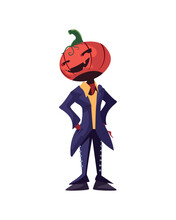 Flat Scary Pumpkin Man
