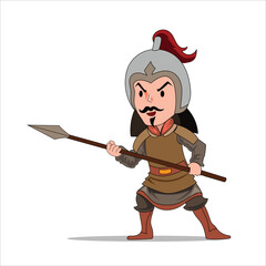 Ancient Chinese soldier cartoon vector illustration 