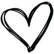 Heart doodle icon. Isolated hand drawn love symbol. PNG file with transparent background.