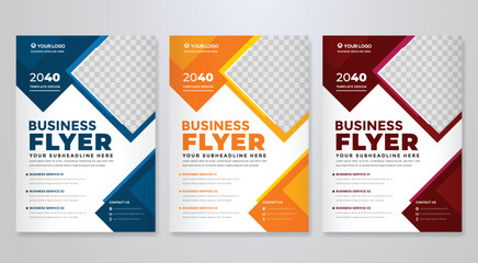 Wall Mural - set of business flyer template design with abstract concept and minimalist layout	