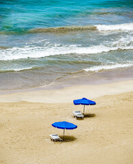 Wall Mural - Umbrellas on Isla Verde  Beach on the Atlantic Ocean in the Metropolitan Area of San Juan in Carolina Puerto Rico,