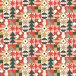 © Torico - Seamless pattern with geometric Christmas motifs. Repeatable pattern tile design for winter holidays in neo geometric style. For wrapping paper, wallpaper, textile, poster background, etc.