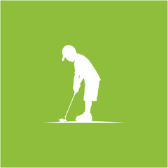 Wall Mural - Golf kid player silhouette