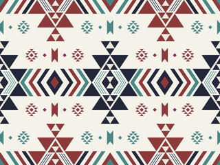 Wall Mural - Ethnic geometric pattern. Vector southwest aztec geometric shape colorful seamless pattern background. Use for fabric, textile, ethnic interior decoration elements, upholstery, wrapping.