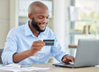 © Anela R/peopleimages.com - Internet bank, black man online shopping and laptop budget payment for bills, money and credit card cash with ecommerce on web. Finance accounting, business person and trading economy with fintech