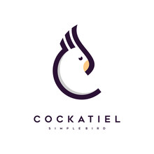 Cockatiel Bird Logo With Line Art Style