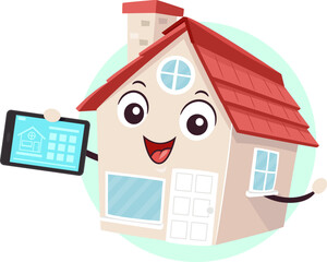 Wall Mural - Mascot House Automation Tablet Illustration