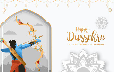 Happy Dussehra Navratri Poster Design Vector Illustration. Festival of India. Hindu holiday Vijayadashami. 