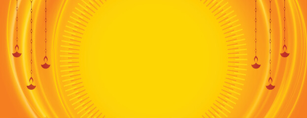 Sticker - diwali modern web wide banner in yellow background vector illustration