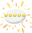 © boingz - 3d five golden stars on bubble with booming effect on pink for rating or feedback review