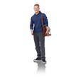 © peopleimages.com - Learning, education and a happy man or student with a bag and laptop on a png, transparent and mockup or isolated background. Portrait of a college or university guy ready to get a scholarship