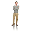 Fashion, style and happy, cool man in casual, trendy clothes with a smile and positive mindset on a png, transparent and isolated or mockup background. Portrait of an attractive and confident hipster