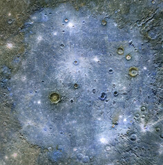 Planet Mercury surface details enhanced colors, blue filter. Elements of this image furnished by NASA