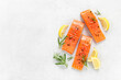 Salmon. Fresh raw salmon fish fillet on white background
