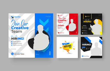 Wall Mural - bundling poster for we are hiring job vacancy social media post or square web banner template design
