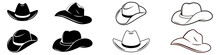 Cowboy Hat Icon Vector Set. West Illustration Sign Collection. Texas Symbol Or Logo.