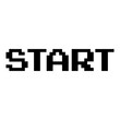 © teracreonte - Mensaje con texto Start con fuente de juegos de arcade de estilo retro aislada