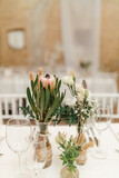 Fototapeta  - Elegant table setting and decoration for a dinner at a wedding location