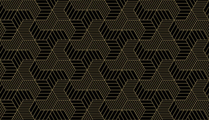 Poster - Luxury background pattern seamless line abstract gold color design. Christmas background vector.
