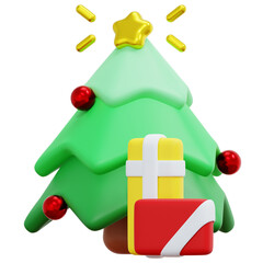 Canvas Print - christmas tree 3d render icon illustration