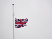 British United Kingdon English Country Flag At Half-mast