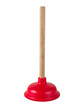 Bright red rubber plunger with wooden handle isolated transparent png