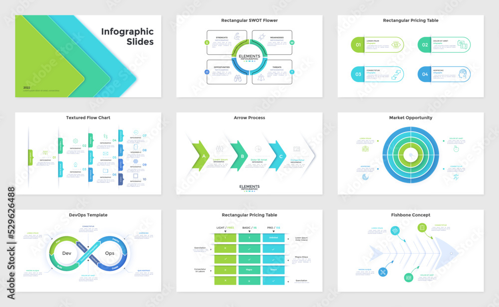 Vector Set of 9 Infographic Templates Stock Vector | Adobe Stock
