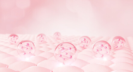 Wall Mural - cosmetic serum oil drop on skin cell, skin repair, moisturizer, collagen serum, advertising backgrou