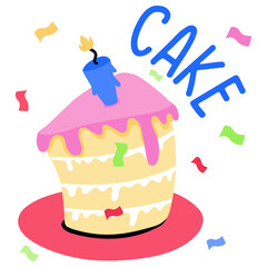 Wall Mural - An editable flat sticker of birthday cake 