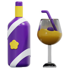 Poster - wine bottle 3d render icon illustration