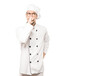 © agongallud - Angry young chef posing against background