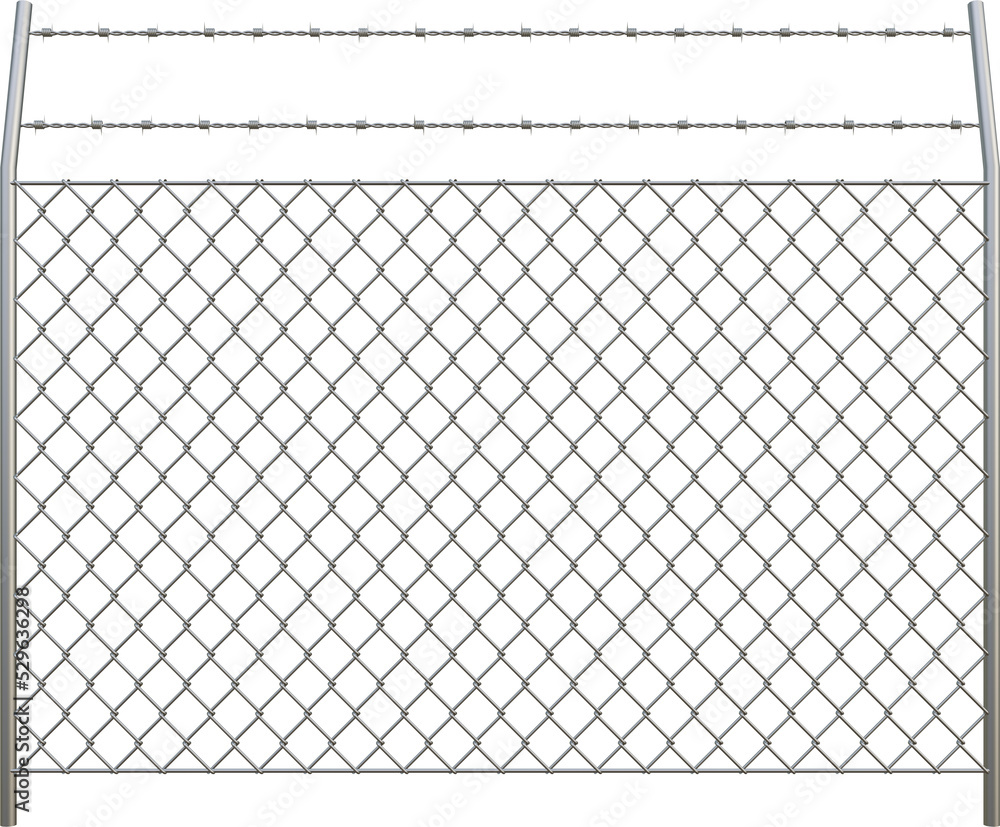 Metal chain link fences and Barbed Wire - Png Transparent 3D Image Stock  Photo | Adobe Stock, image size:1000x827