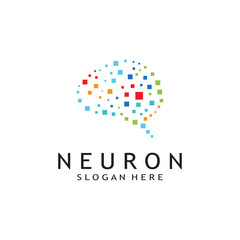 Wall Mural - nerve cell logo or neuron logo with vector template