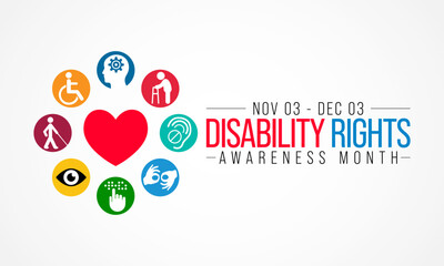 Wall Mural - Disability Rights awareness month is observed every year from November 3 to December 3, Vector illustration
