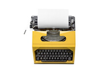 Vintage Typewriter With A Blank White Sheet Of Paper Isolated