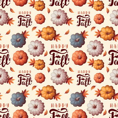 Wall Mural - Seamless pattern with pumpkins and 