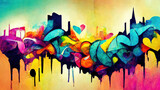 Fototapeta Fototapety dla młodzieży do pokoju - Abstract colorful urban graffiti wallpaper texture illustration