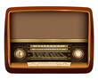 Radio retro 3D isolated, realistic vintage style icon.