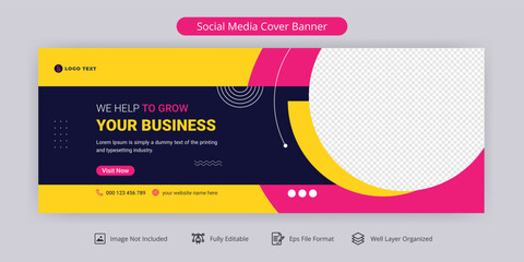 Wall Mural - Grow Your Business Social Media Facebook Cover Banner Template