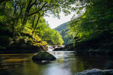 Wall Mural - view of the East Lyn River and Watersmeet in Lynmouth in North Devon in England