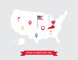 Wall Mural - Kentucky State map highlighted on USA map