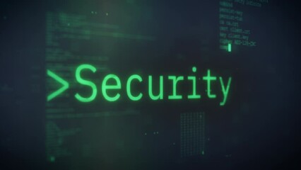 Wall Mural - security text typewriter effect of firewall on digital glitch hacker screen
