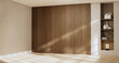 © Interior Design - Architecture and interior concept Empty room and wood panels wall background 3D illustration rendering.