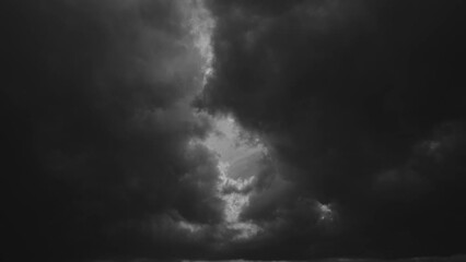 4k timelapse dark sullen clouds. deep blue cloudy rainy sky with rain heavy clouds. concept of depre