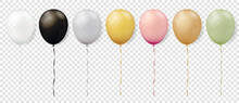 Realistic Rainbow Balloons On Transparent Background. Vector Illustration.