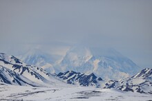 Beautiful Shot Of A Snowy Mount McKinley In Denali National Park