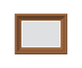 Wall Mural - Empty wooden picture frame.   Flat style.