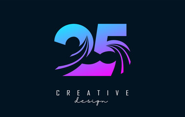 Colorful Creative number 25 2 5 logo with leading lines and road concept design. Number with geometric design.