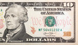 Alexander Hamilton face on US ten or 10 dollars bill macro, united states money closeup. Ten dollar closeup.